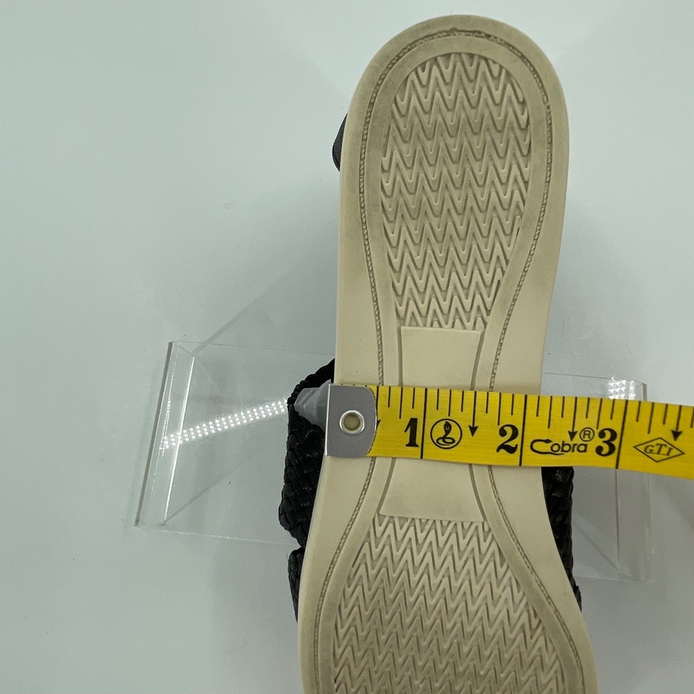 Eileen Fisher Womens Woven Leather Sandals 8.5 Black GUC Back Zip Flat *READ* - Picture 9 of 10